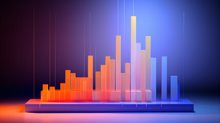 Fintech curve chart background, business data graph concept illustration