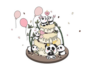 Panda cake on white background Valentines day Vector illustration - 760228647