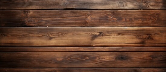 Fototapeta premium A closeup of a brown hardwood plank wall with a blurred background, showcasing the intricate wood grain pattern and the rectangle plywood planks