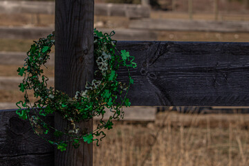 Rural Saint Patrick's Day Farm Fence with Space for Text