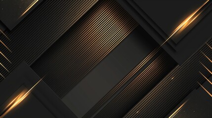 Black premium abstract background with luxury dark lines and darkness geometric shapes. - obrazy, fototapety, plakaty