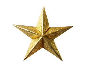 Gold Christmas star. isolated on transparent background.