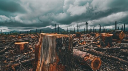 Fototapeta premium deforestation or forest burning view landscape, so dangerous for life environment