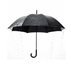 The essence of resilience as an umbrella stands strong in the face of heavy rain,  isolated on white.