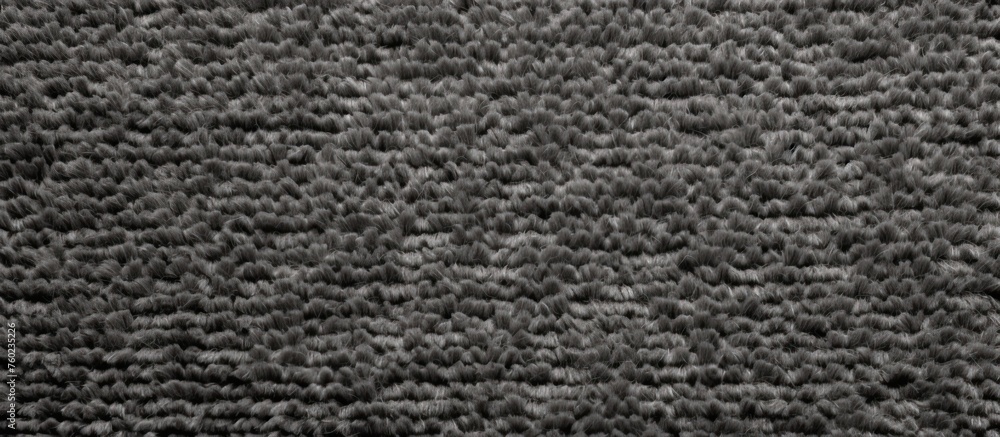 Poster a monochromatic image showcasing the intricate pattern of a woolen woven fabric carpet. the symmetry