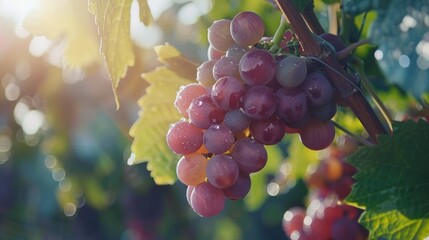 close up grapes fruit on tree when harvest