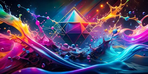 Abstract wallpaper fantasy full formations and elements in different dimensions, vivid colors
