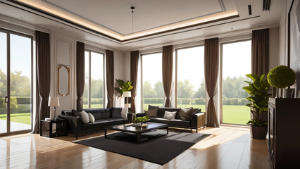 modern living room with fireplace