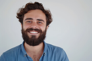 Obraz premium a man with a beard and a blue shirt