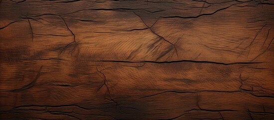 A closeup of a textured brown leather flooring, resembling hardwood with a wood stain finish. The...