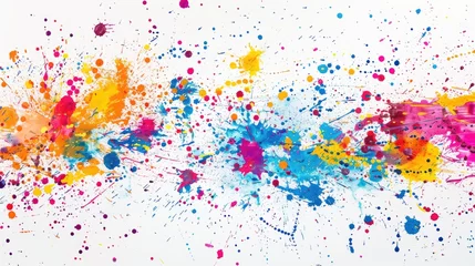 Gordijnen A vibrant abstract paint splatter on a clean white background © AI Farm