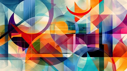 An abstract composition of geometric shapes and lines evoking a sense of digital harmony