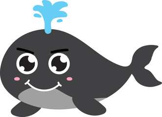 cute whale cartoon, sea animal