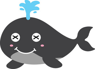 cute whale cartoon, sea animal