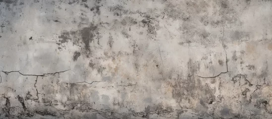 Schilderijen op glas A closeup photo of a weathered concrete wall with peeling paint, creating a unique pattern resembling a natural landscape art piece © AkuAku