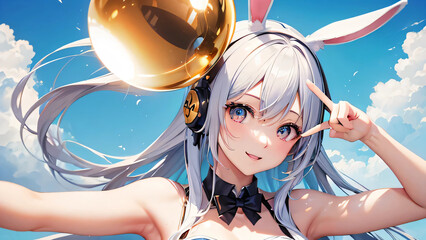 woman with headphones