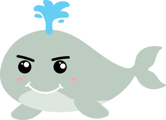 cute whale cartoon, sea animal