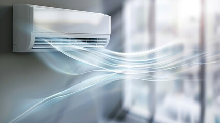 air conditioner with air flow. clean energy concept