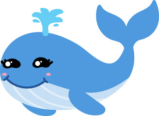 cute whale cartoon, sea animal