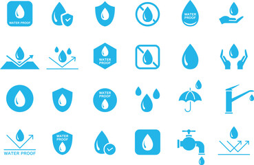 青いウォータープルーフのシルエットマークセット