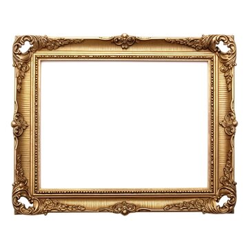gold picture frame isolated on white background 