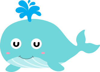 cute whale cartoon, sea animal