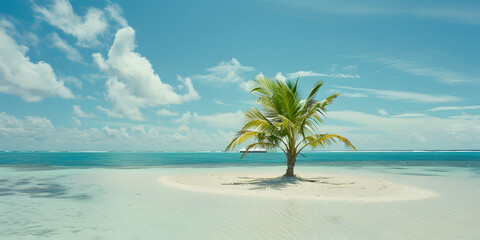 Coqueiros Tropicais em uma Praia de Areia