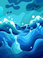 An abstract background of flowing water in shades of blue and green.