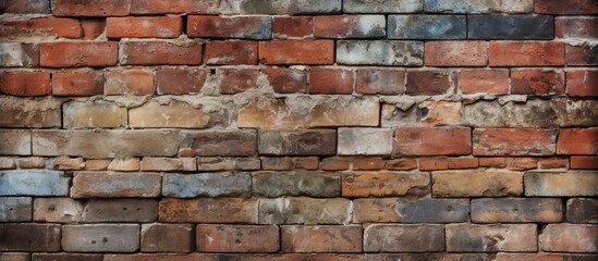 A closeup of a brown brick wall showcasing intricate brickwork and rectangular patterns. The composite material resembles a stone wall with a unique font