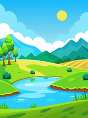 Serene water vector landscape background with calming blue hues and a tranquil atmosphere.