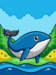 whale vector water landscape background