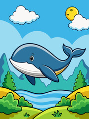 whale water landscape background