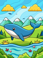 Obraz premium whale water landscape background