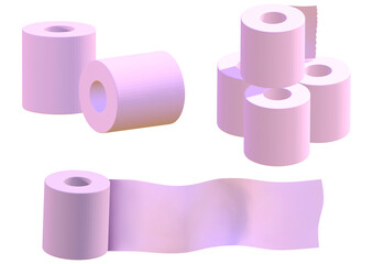 トイレットペーパーのイラスト素材　ピンク　