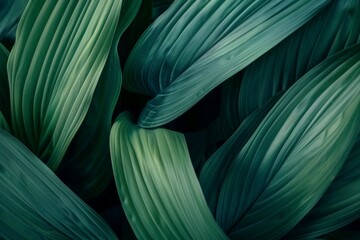 Abstract green leaves line texture with light. generative ai.