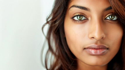 A beautiful Indian woman with a white background