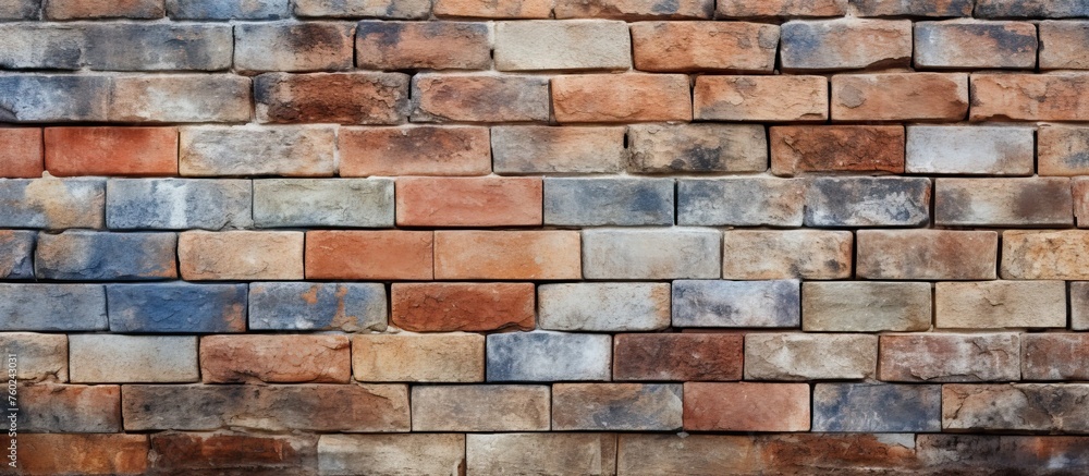 Poster a detailed closeup of intricate brickwork showcasing the building materials artistry. each brick add