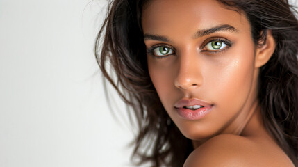 Naklejka premium A beautiful Indian woman with a white background