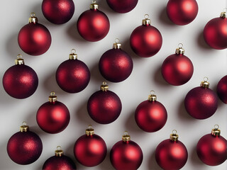 Top view of some red Christmas balls.