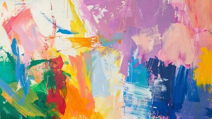 Vibrant Abstract Expressionist Painting with Bold Brushstrokes and Vivid Colors
