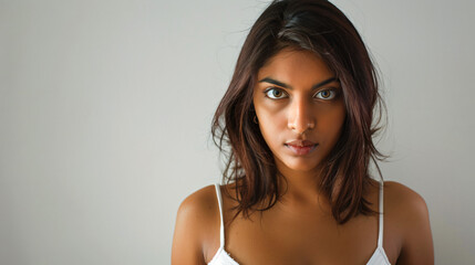 A beautiful Indian woman with a white background