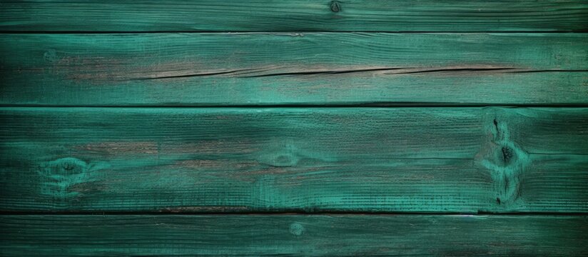 A close up of a green wooden surface with a pattern combining aqua, electric blue, and magenta hues. The rectangle is made of composite material, mimicking natural wood