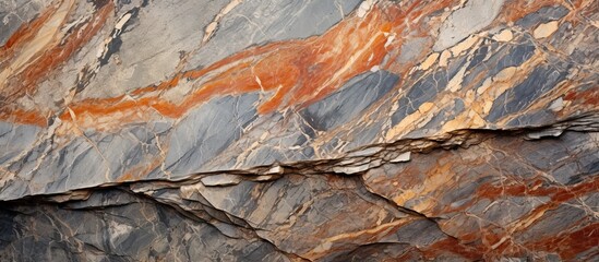 Fototapeta premium A detailed closeup of a bedrock outcrop resembling a marble texture on a natural landscape, showcasing the intricate art of natures formations