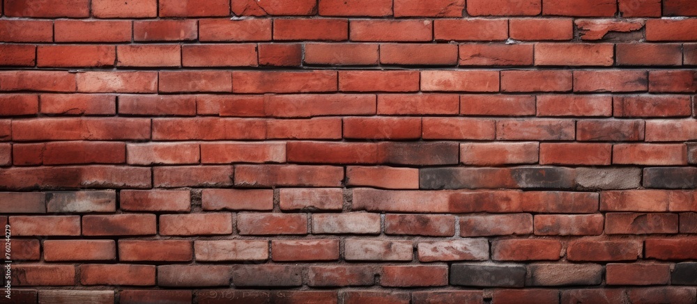 Poster a detailed closeup of a brown brick wall showcasing the rectangular pattern formed by the composite 