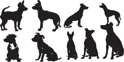 Set of Silhouette Dog Vector Collection