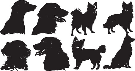 Cute Dog Collection Vector illustration. Silhouette Dog Vector illustration.