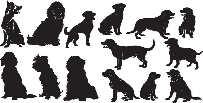 Set of Silhouette Dog vector illustration