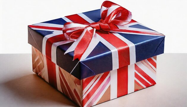 Union Jack Gift Box with Red Ribbon