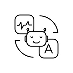 Vector icon of Natural Language Conversation Icon. Smart Language Conversation icon editable stroke on transparent background.