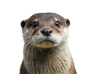 Portrait of otter. isolated on transparent background.